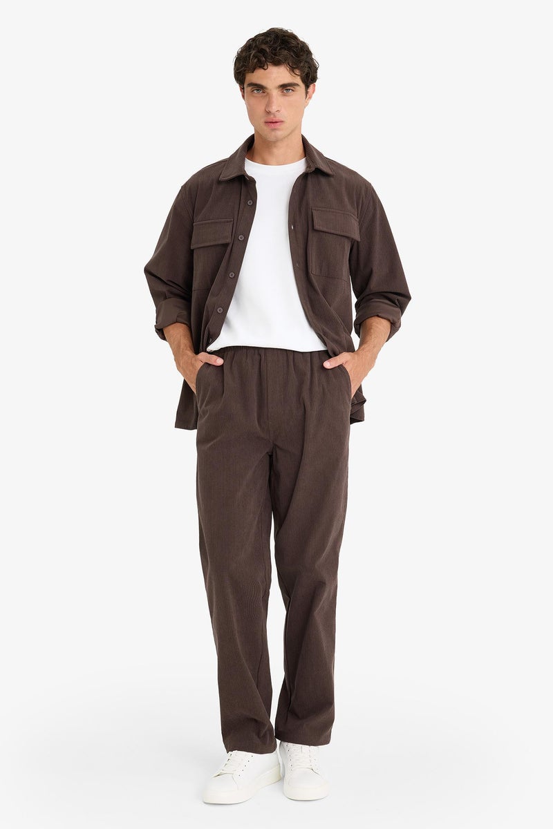 DeFacto Brown Man Wide Leg Corduroy Trousers Casual - Image 3